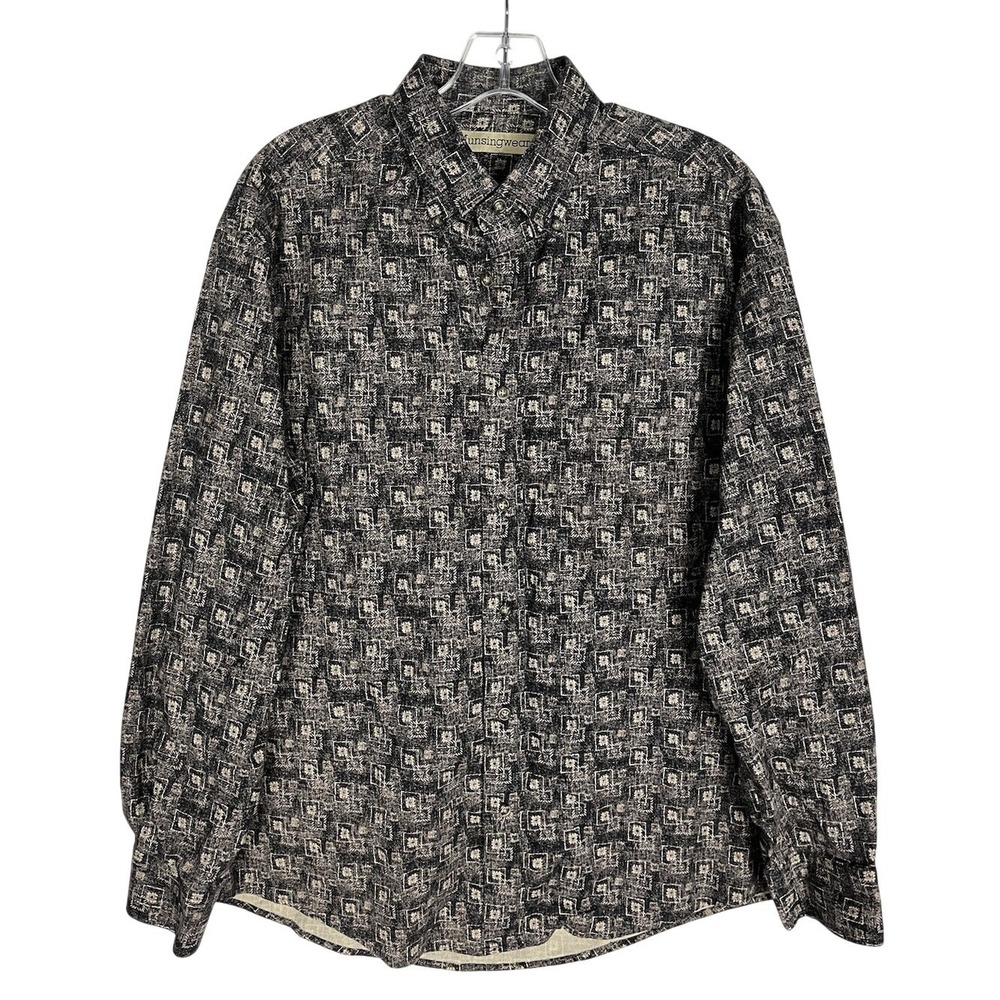 MunsingWear Shirt Mens L Button Down Geometric Graphic Casual 100% Cotton